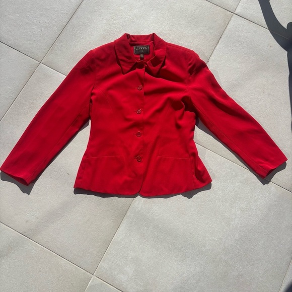🔴 Vintage 90s Express Compagnie Internationale Red Blazer - Picture 3 of 4